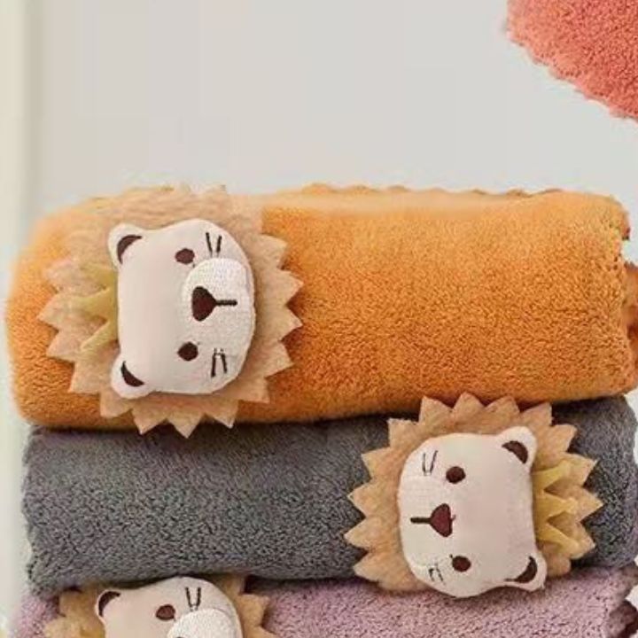 Lion Hug Plush Face Towels – Ultra-Soft & Cute Cotton Towels for Kids & Family - The Gharnish - A Unit of Satkala Creations