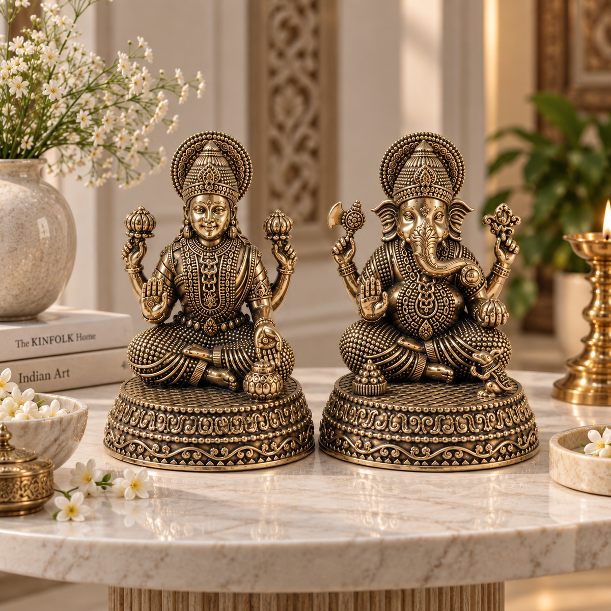 Lakshmi Ganesh on a stone table