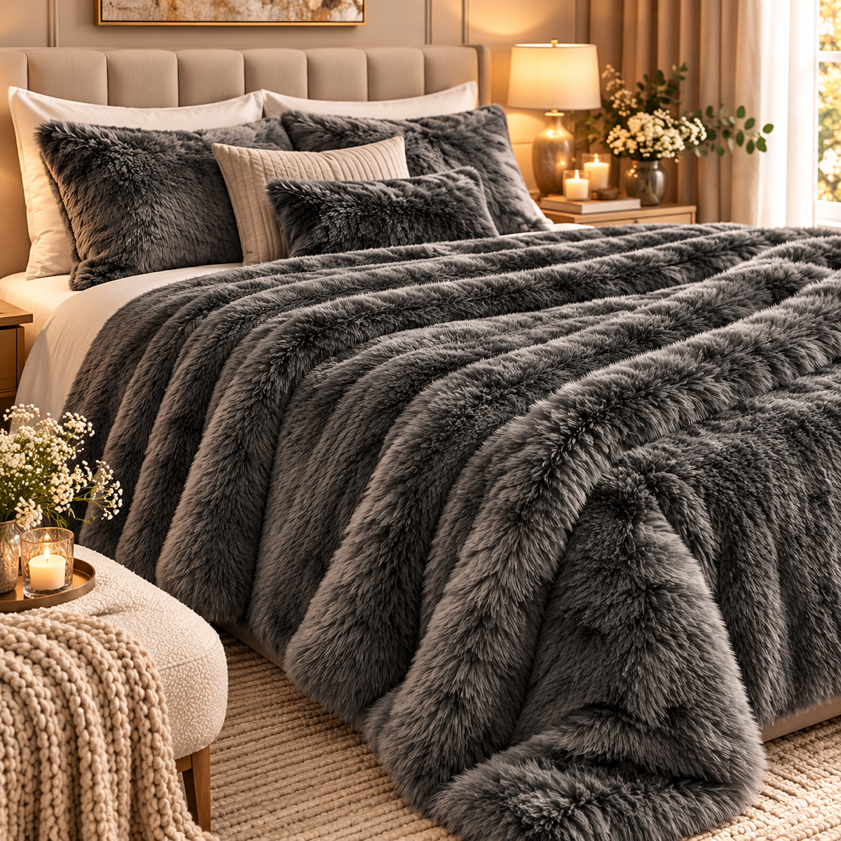 Luxury Faux Fur Winter Blanket – Ultra Soft Plush Warm Throw for Bed & Home