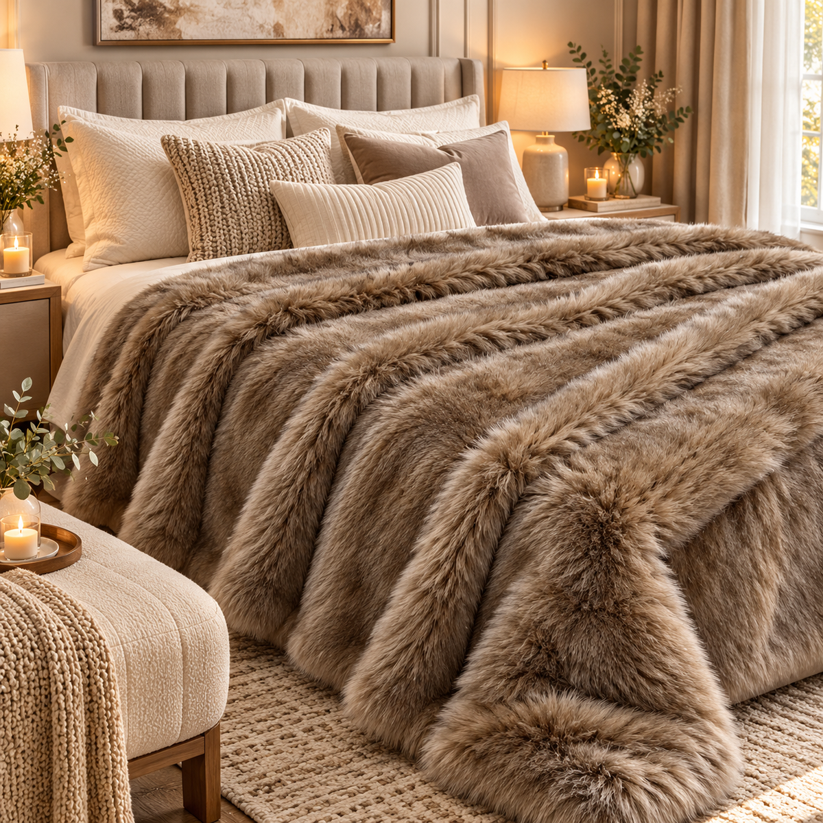 Luxury Faux Fur Winter Blanket – Ultra Soft Plush Warm Throw for Bed & Home