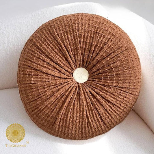 Houndstooth Imported  Round Throw Pillow - The Gharnish - A Unit of Satkala Creations