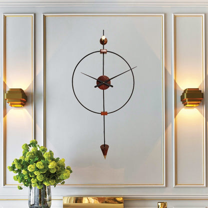 Modern large wooden wall clock by The Gharnish, featuring sleek design, perfect for living room decor in a luxurious Manhattan mansion.