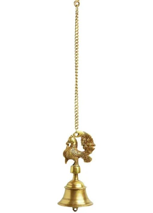 Brass Peacock Hanging Eched Bell - The Gharnish - A Unit of Satkala Creations