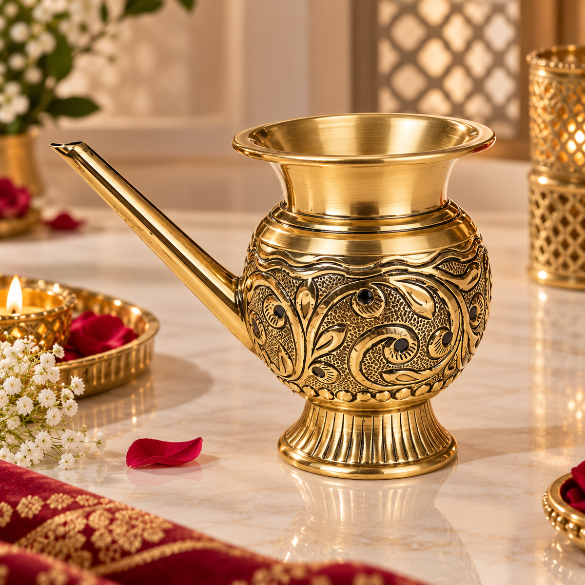 Auspicious Brass Kalash for Karwa Chauth