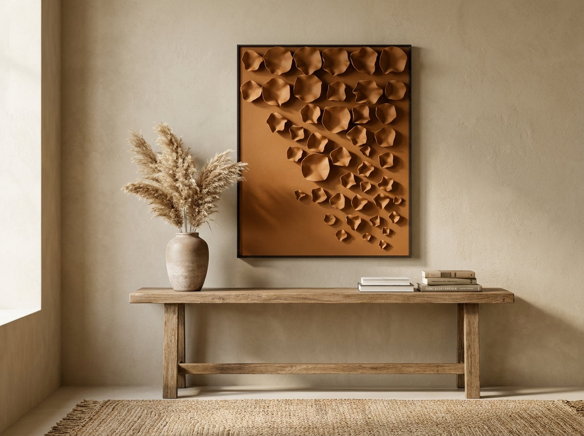 Contemporary 3D wooden wall art by The Gharnish featuring modern textured home decor for stylish interior accents.