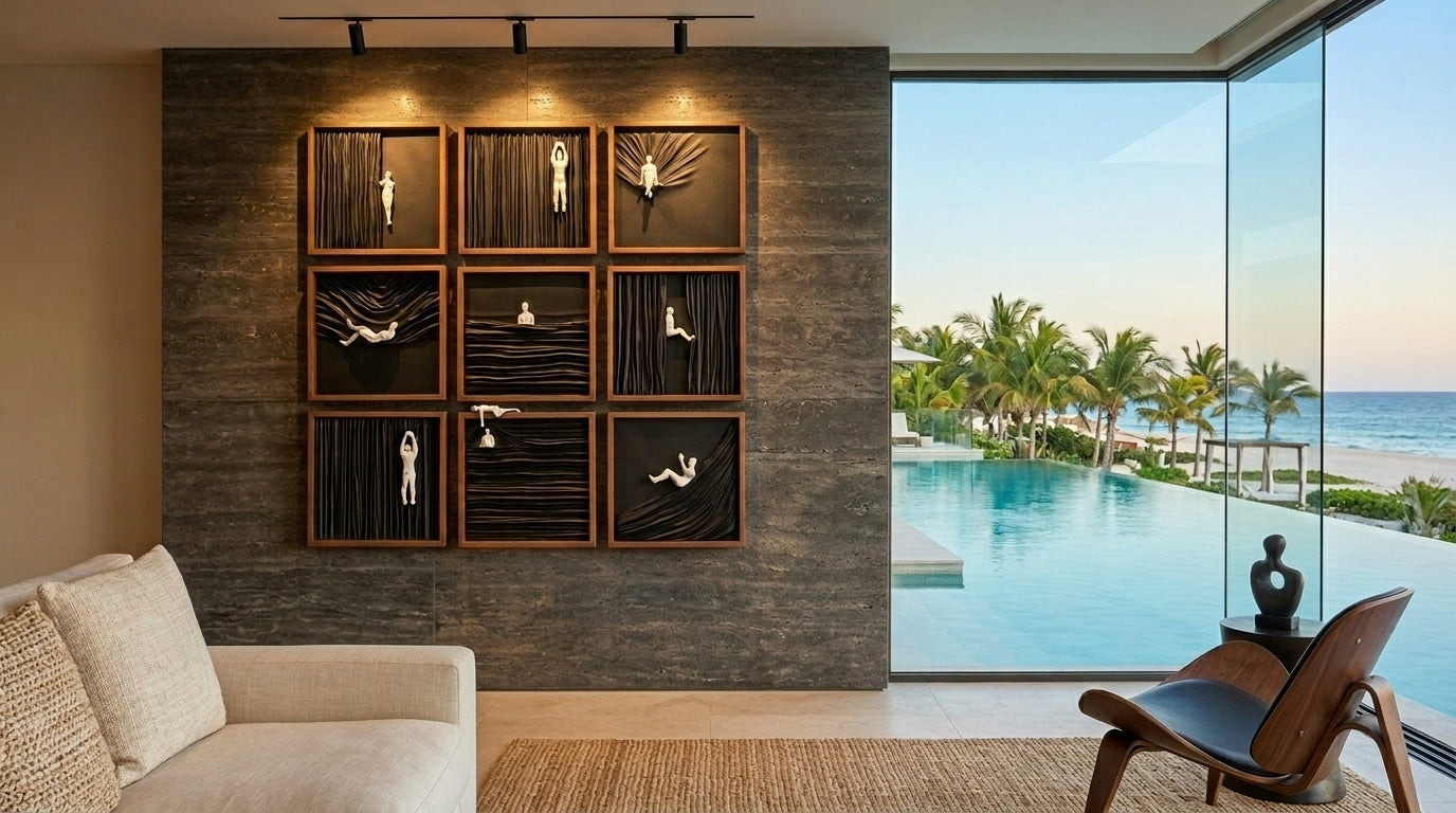 Premium Wooden Human Drape Wall Art Set of 9