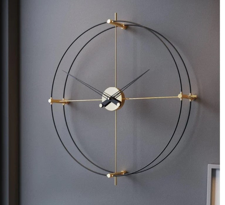 Super Sleek Double Ring Metallic Wall Clock - The Gharnish - A Unit of Satkala Creations