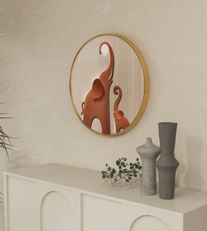 Elephant Family Circle Wall Art - The Gharnish - A Unit of Satkala Creations