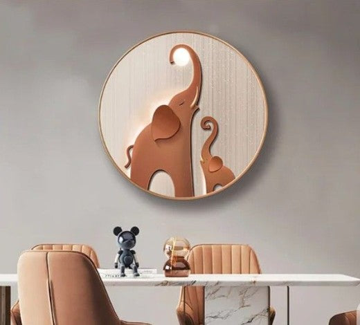Elephant Family Circle Wall Art - The Gharnish - A Unit of Satkala Creations