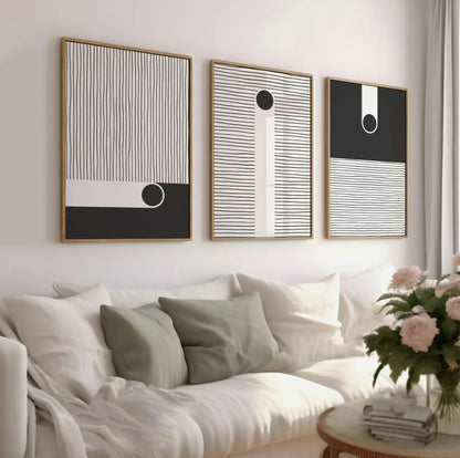 Minimalist Black and White Abstract Scandinavian Geometric Art Set