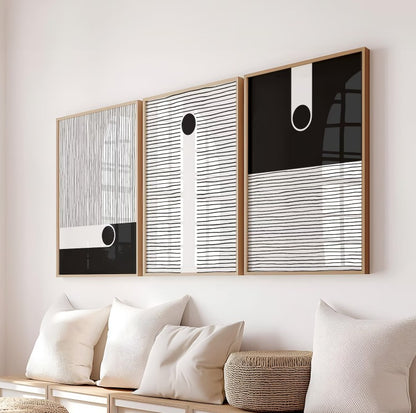 Minimalist Black and White Abstract Scandinavian Geometric Art Set