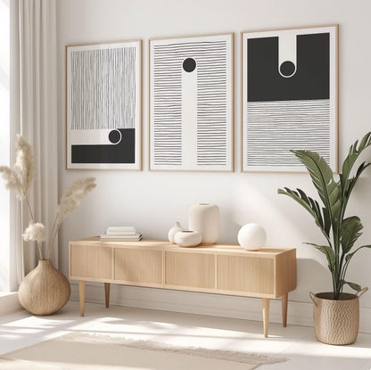 Minimalist Black and White Abstract Scandinavian Geometric Art Set