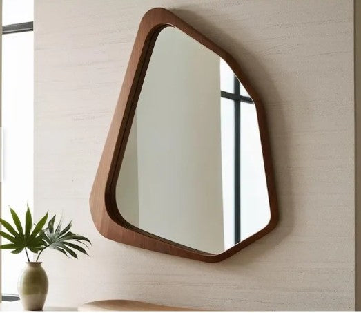 Wooden Mirror, Teak wood frame Mid Century mirror, Wall Mirror