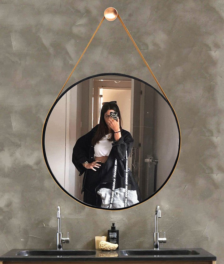 Decorative Hanging Wall Mirror | Black Vanity Mirror for Living Room - The Gharnish - A Unit of Satkala Creations