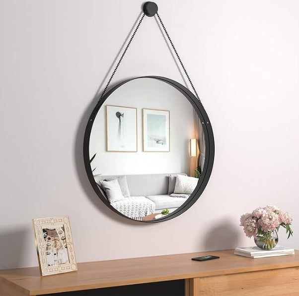 Decorative Hanging Wall Mirror | Black Vanity Mirror for Living Room - The Gharnish - A Unit of Satkala Creations