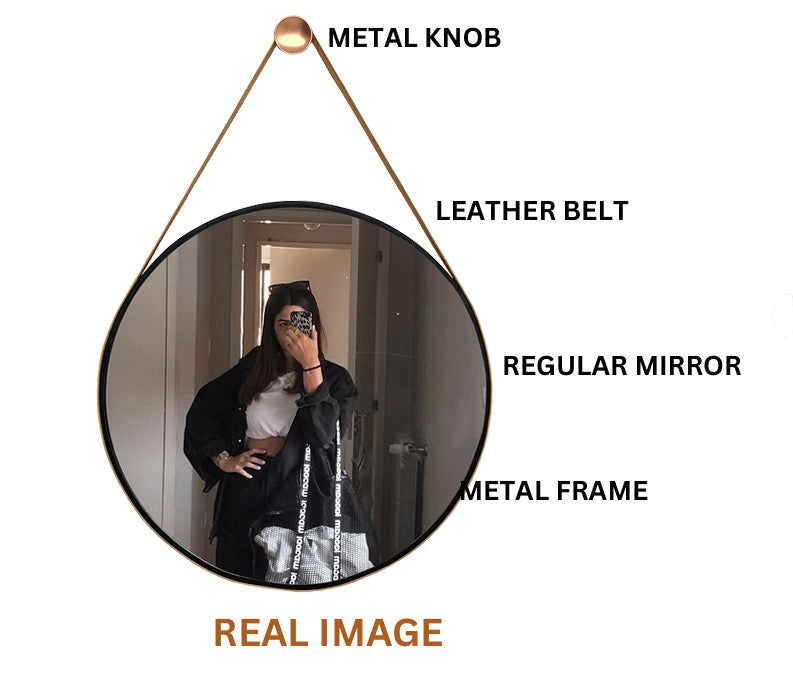 Decorative Hanging Wall Mirror | Black Vanity Mirror for Living Room - The Gharnish - A Unit of Satkala Creations