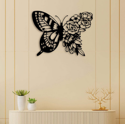 Floral Butterfly Glow Metal Wall Light