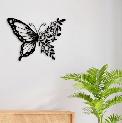 Floral Butterfly Glow Metal Wall Light
