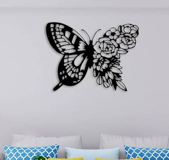 Floral Butterfly Glow Metal Wall Light