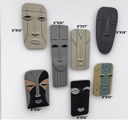 Abstract Tribal Faces Wall Art Set - The Gharnish - A Unit of Satkala Creations