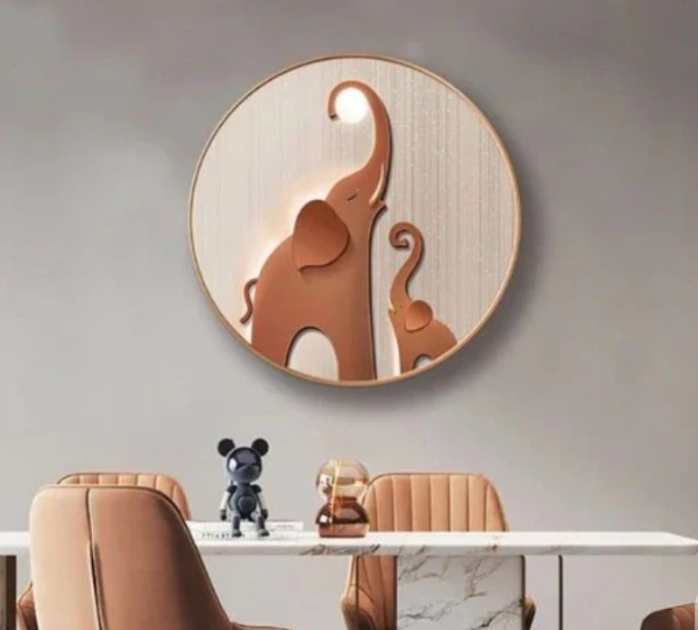 Premium Elephant Family Wall Hanging – Modern 3D Artwork