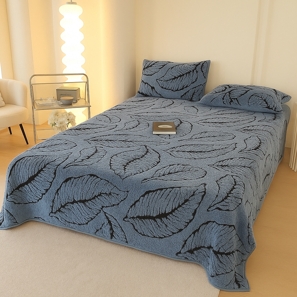 Premium Textured Leaf Design Blanket - The Gharnish - A Unit of Satkala Creations