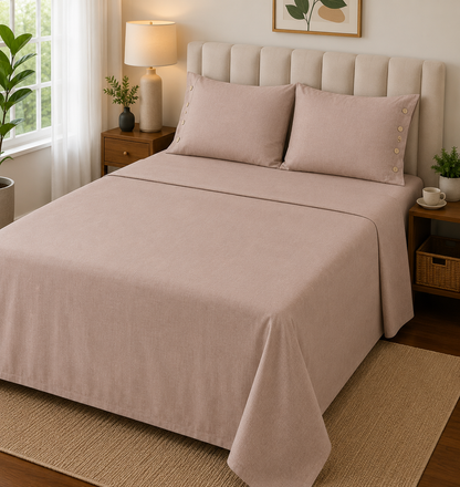 Soft Sherpa blanket with organic muslin cotton king size bedsheet set from The Gharnish, featuring cozy, plush texture and natural fibers.