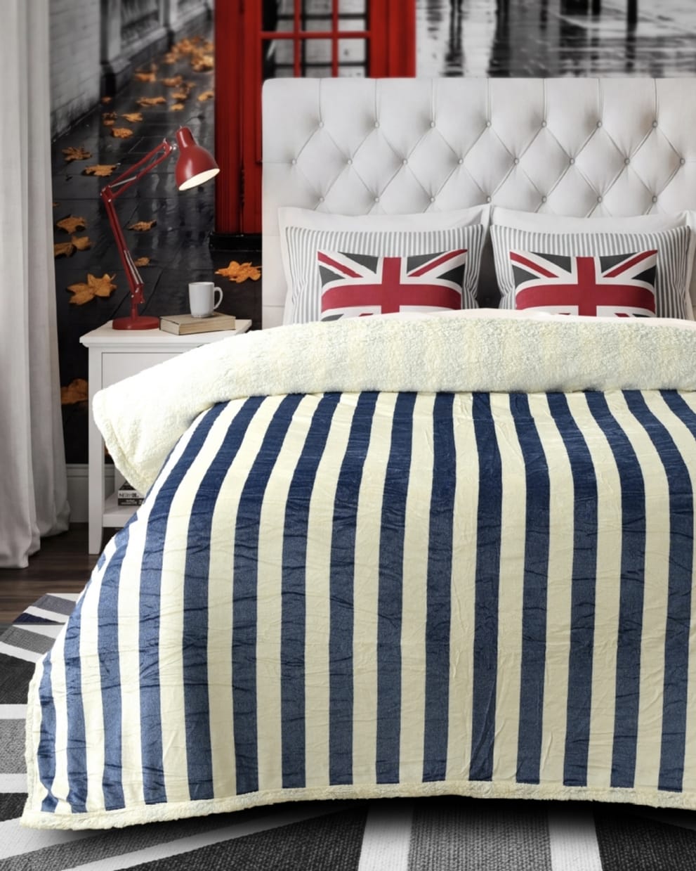 Soft London Heritage Sherpa blanket by The Gharnish featuring cozy, plush fabric and classic design for comfortable warmth.