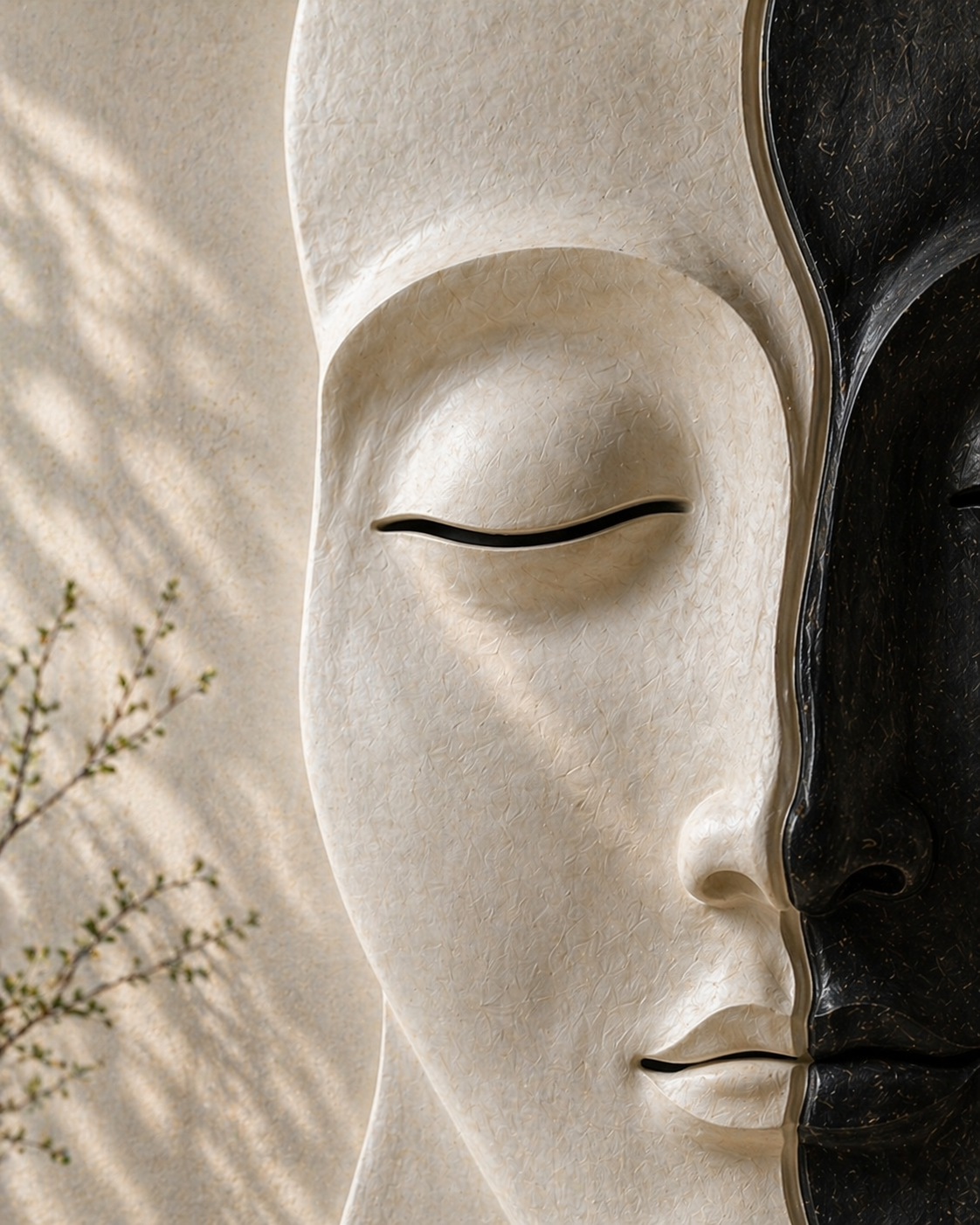 Modern wooden split face wall art sculpture by The Gharnish, abstract design for living room or entryway decor.