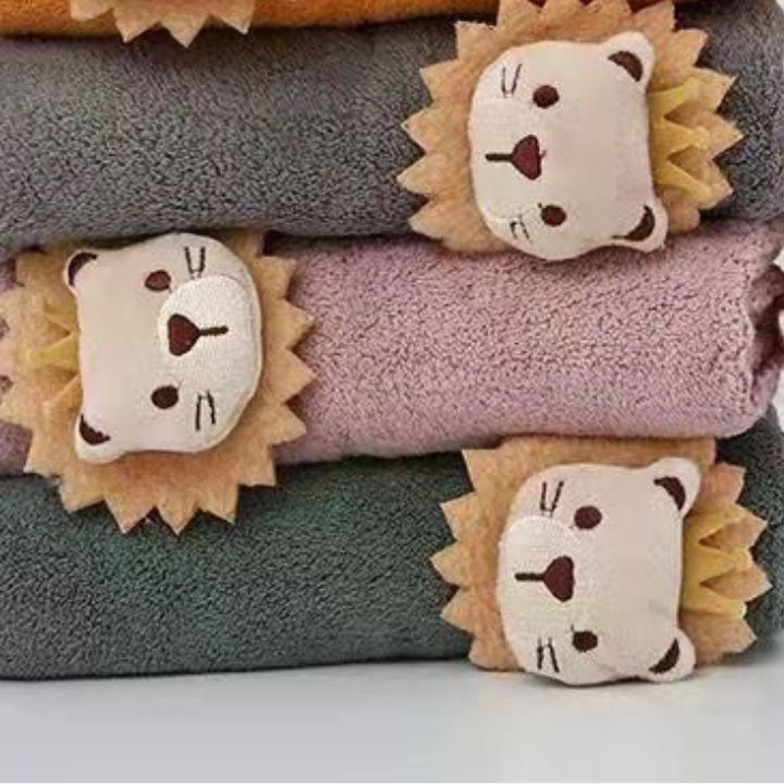Lion Hug Plush Face Towels – Ultra-Soft & Cute Cotton Towels for Kids & Family - The Gharnish - A Unit of Satkala Creations