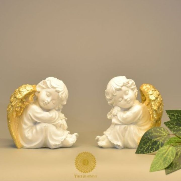 Golden Wings Angel Figurine - Set of 2 - The Gharnish - A Unit of Satkala Creations