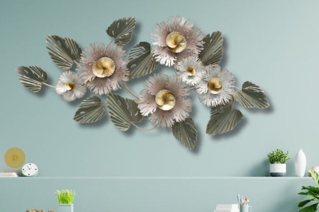 Metallic Gold Foil Flower Wall Accent (48x24 Inches)