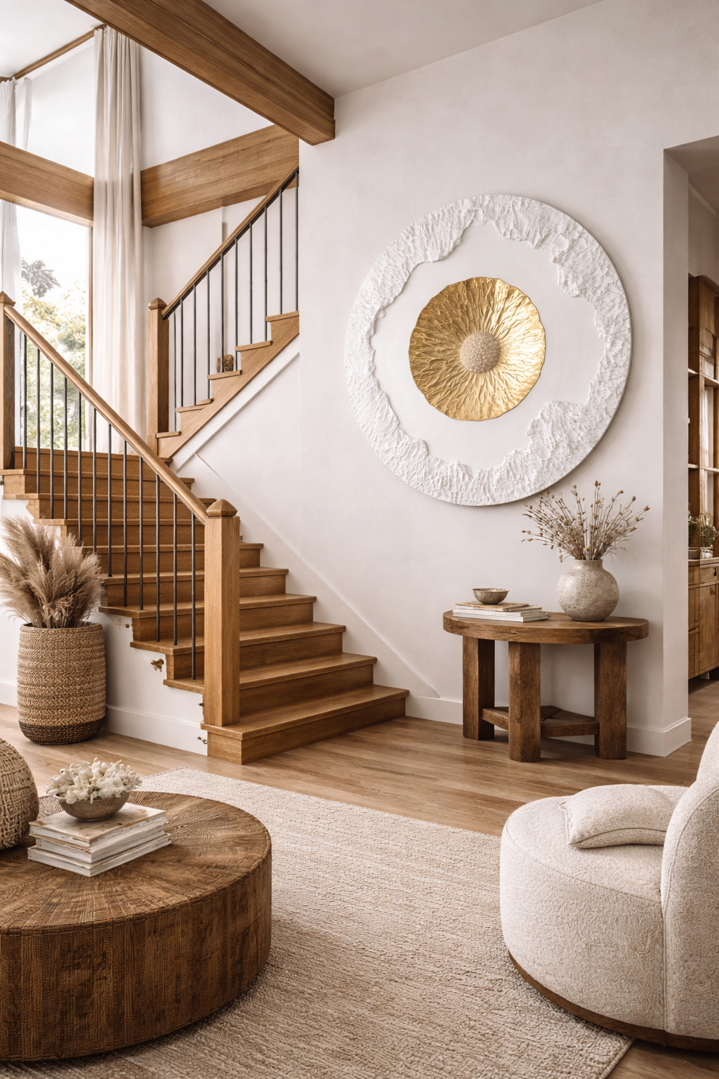 White and Gold Decorative Organic Core Panel - The Gharnish - A Unit of Satkala Creations