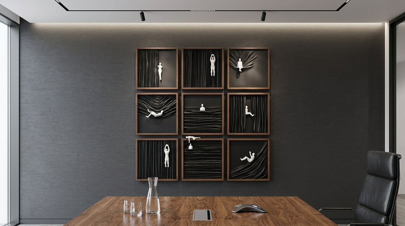 Premium Wooden Human Drape Wall Art Set of 9