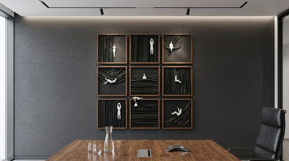 Premium Wooden Human Drape Wall Art Set of 9