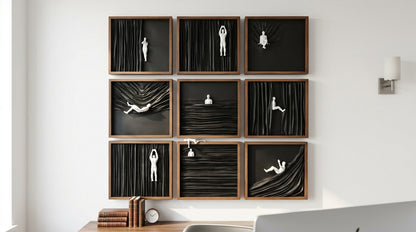Premium Wooden Human Drape Wall Art Set of 9