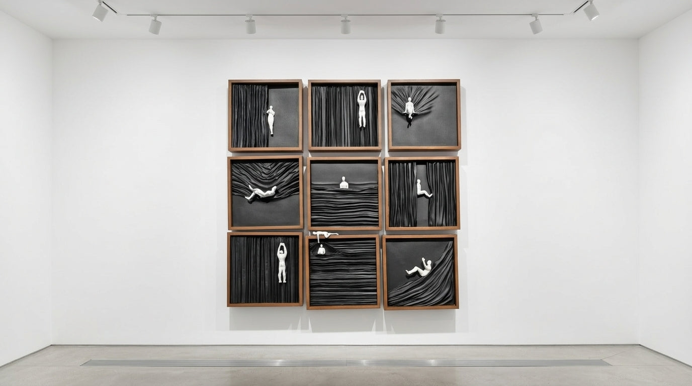 Premium Wooden Human Drape Wall Art Set of 9
