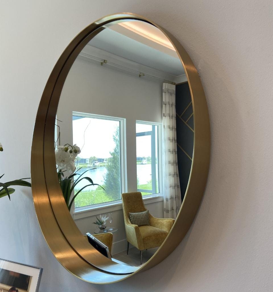 Modern Black Effinito Wall Mirror – Sleek Metal Frame Mirror for Bathroom, Bedroom & Living Room Decor - The Gharnish - A Unit of Satkala Creations
