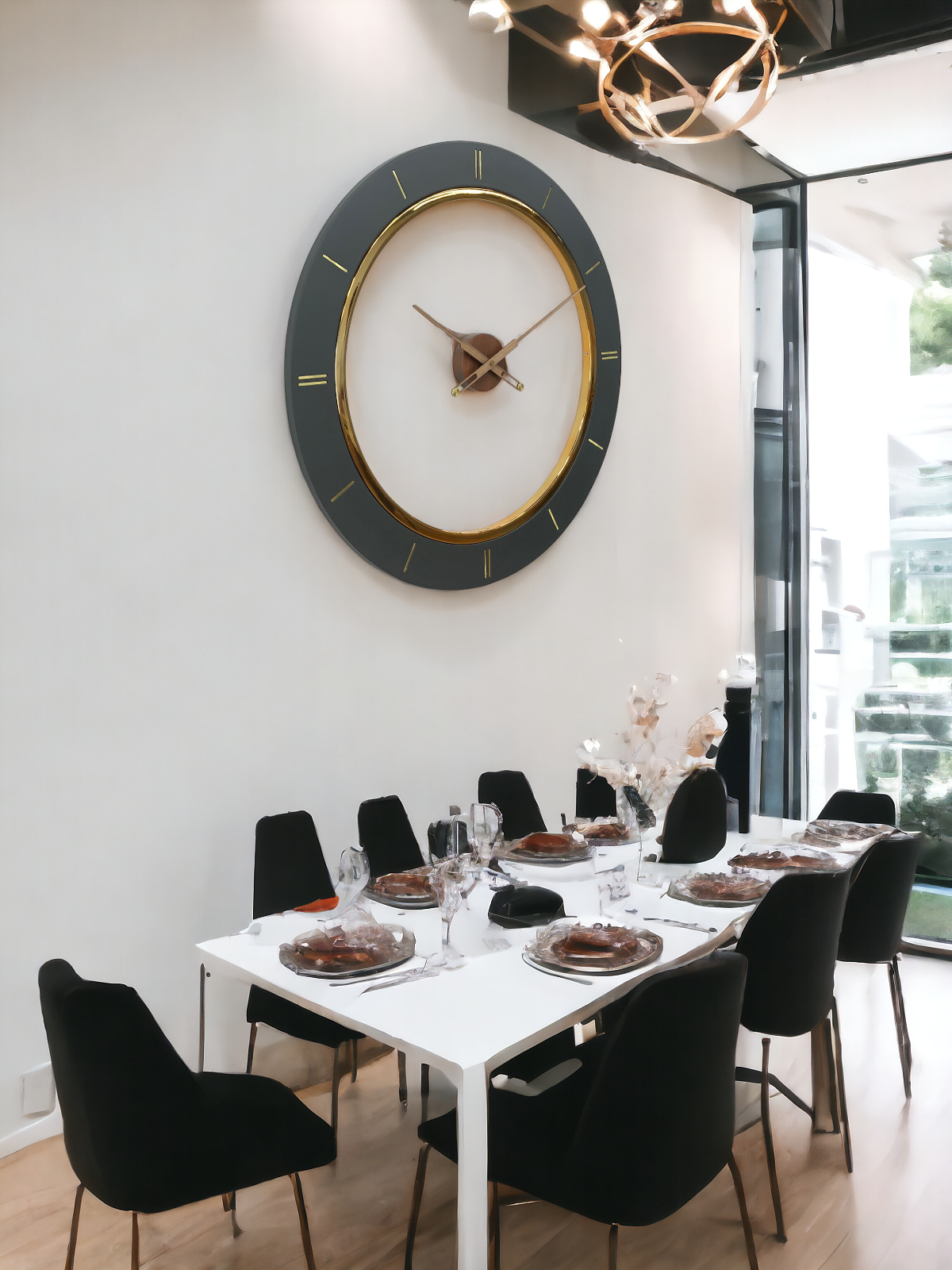 Regal Noir Gold Accent Wall Clock - The Gharnish - A Unit of Satkala Creations