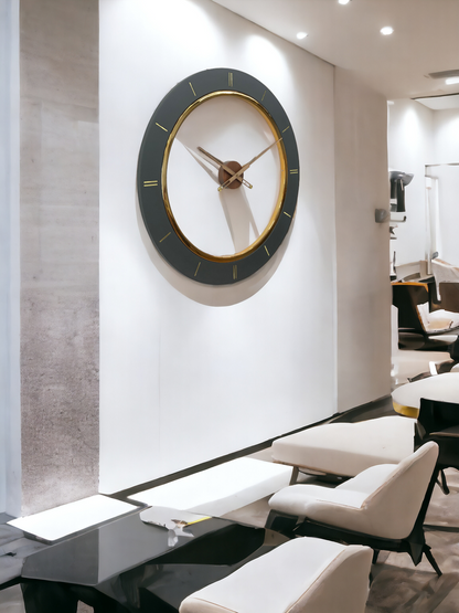 Regal Noir Gold Accent Wall Clock - The Gharnish - A Unit of Satkala Creations