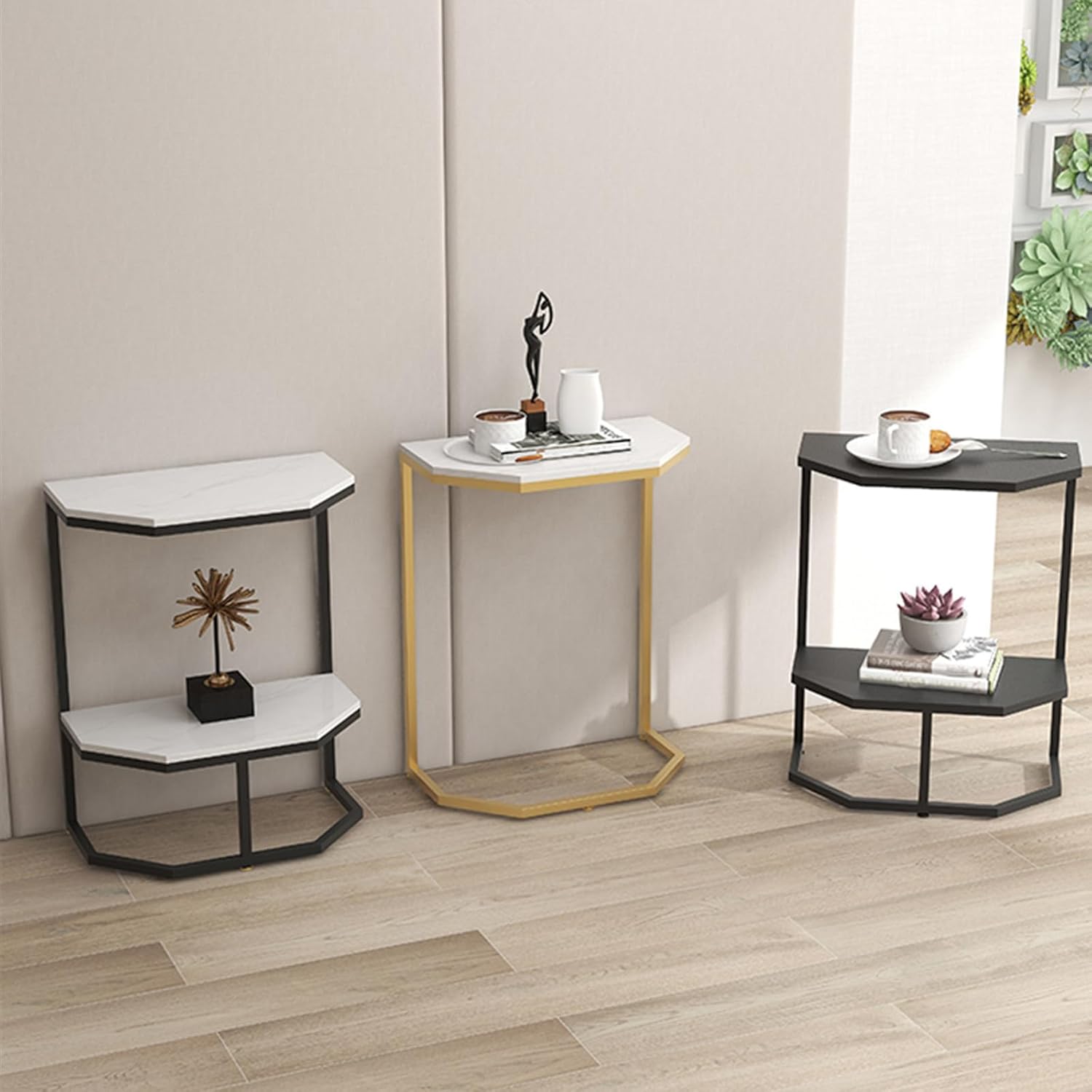 Double Tier Marble Side Tables,Cansole Table - The Gharnish - A Unit of Satkala Creations