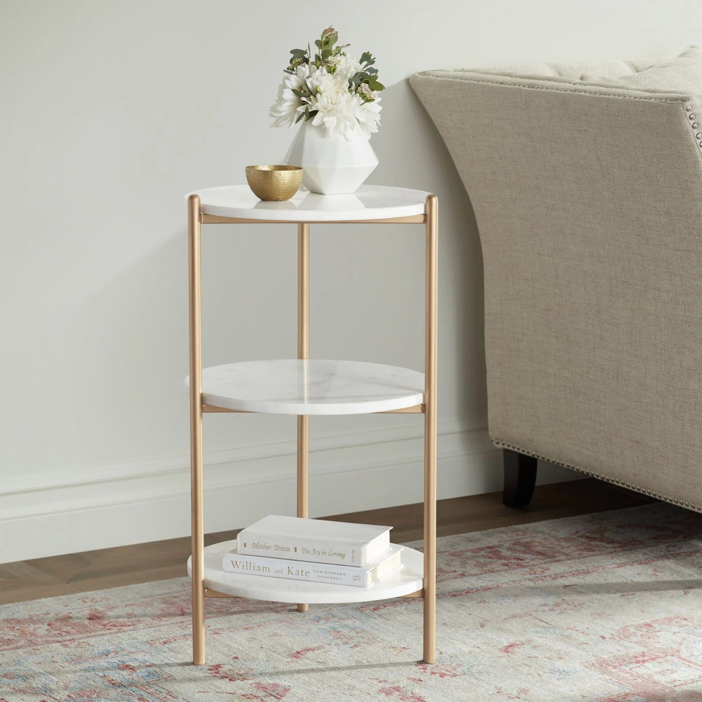 3-Tier Sofa Side Table, Modern Round Side Table,End Table Accent Table