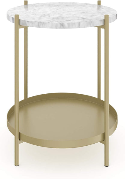 Round Iron side table with stoage space