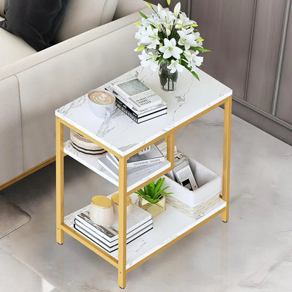 3 Tier Marble and Iron Coffee Table,Side Table for home and living room