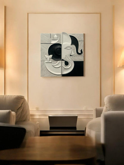 🕉️ Minimalistic Illusion Ganesha Wall Art – Divine Simplicity for Modern Spaces - The Gharnish - A Unit of Satkala Creations