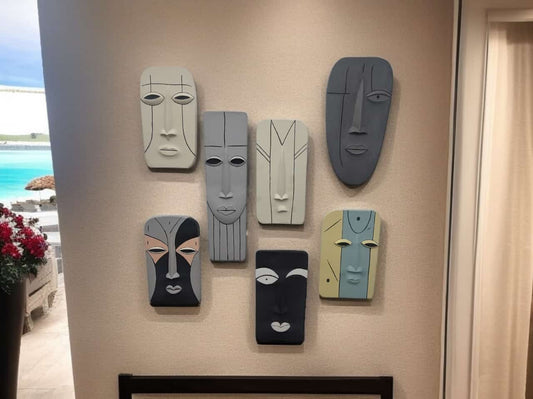 Abstract Tribal Faces Wall Art Set - The Gharnish - A Unit of Satkala Creations