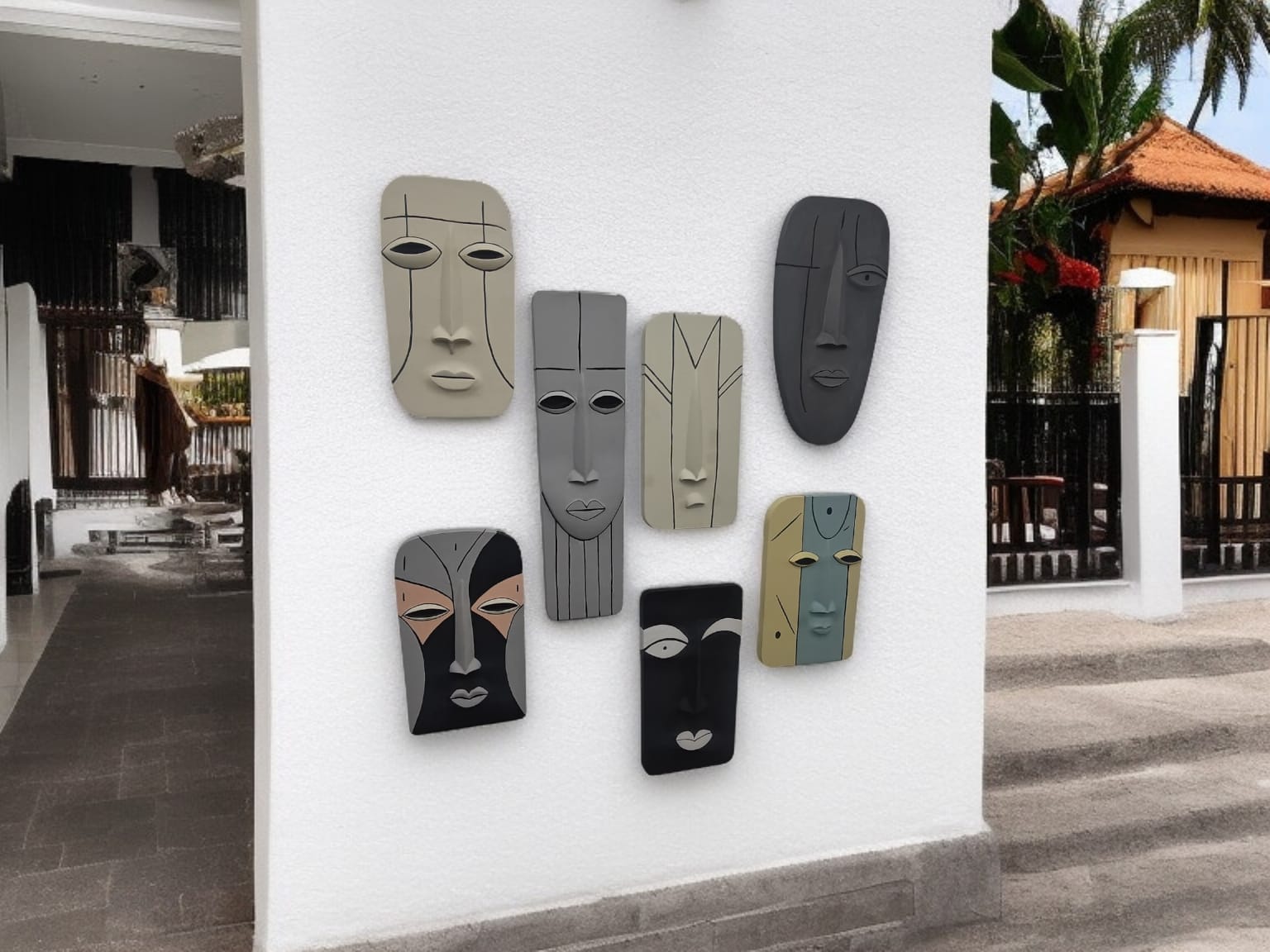 Abstract Tribal Faces Wall Art Set - The Gharnish - A Unit of Satkala Creations