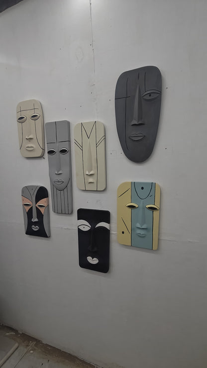 Abstract Tribal Faces Wall Art Set - The Gharnish - A Unit of Satkala Creations