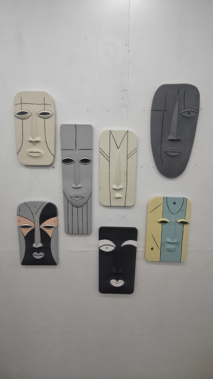 Abstract Tribal Faces Wall Art Set - The Gharnish - A Unit of Satkala Creations