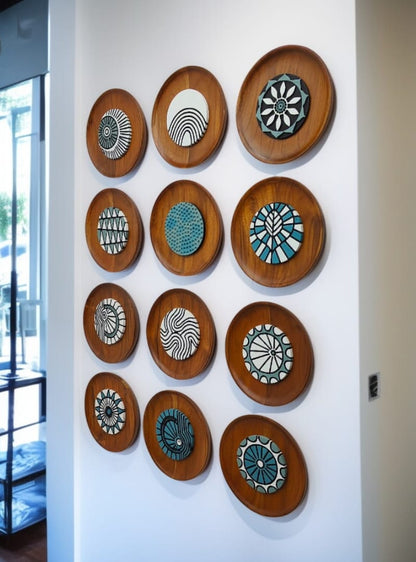 Artisan Carved Wooden Wall Sculpture – Set of 12 Framed Panels | Handcrafted Wall Art Decor - The Gharnish - A Unit of Satkala Creations